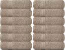 12 Pack Taupe Color Resort Collection Soft Washcloth Face & Body Towel Set 12x12 inch Luxury Hotel Plush & Absorbent Cotton Washclothes