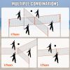 VEVOR 4-Way Volleyball Net, Adjustable Height Badminton Net Set for Backyard Beach Lawn, Outdoor Portable Volleyball Net with Carrying Bag