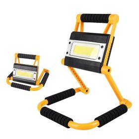 1Pack LED Working Light High Lumen Rechargeable Floodlight Portable Foldable Camping Light With 360° Rotation Stand (Color: yellow)