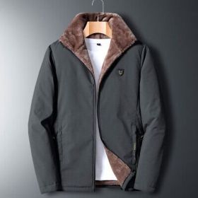 Aulemen Men Winter Jacket Windproof Warm Coat Men&#39;s Casual Men Autumn Brand Outwear New Fashion Outdoor Thick Fleece Jacket Man (Color: Gray, size: L(52..5-60Kg))