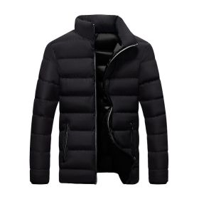 2022 cotton padded clothes men's running distance men's coat new winter stand collar down cotton padded clothes thickene (Color: Black, size: 2XL)