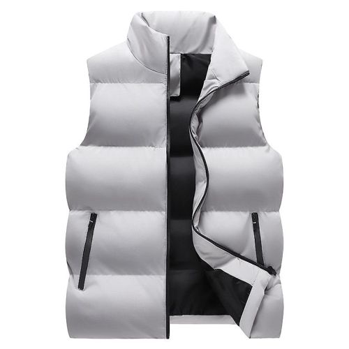 Winter new down vest large size loose casual sports vest men's solid color warm down cotton vest coat sportswear