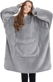 Krifey Wearable Blanket Hoodie, Oversized Sherpa Hooded As Birthday Gifts For Mom Women Girlfriend Men, Cozy Sweatshirt With Giant Pocket (Color: Light Gray, size: Adult)