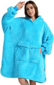 Krifey Wearable Blanket Hoodie, Oversized Sherpa Hooded As Birthday Gifts For Mom Women Girlfriend Men, Cozy Sweatshirt With Giant Pocket (Color: Teal, size: Adult)