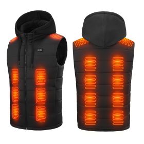Winter Heated Vest For Men and Women with Detachable Hood 3 Heating Levels 7.4VDC 5V/2A USB Input Unisex Winter Hooded Heated Vest Machine Washable fo (size: 2XL)