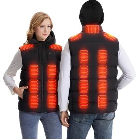 Winter Heated Vest For Men and Women with Detachable Hood 3 Heating Levels 7.4VDC 5V/2A USB Input Unisex Winter Hooded Heated Vest Machine Washable fo (size: XL)