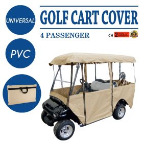 VEVOR Golf Cart Enclosure, 4-Person Golf Cart Cover, 4-Sided Fairway Deluxe, 300D Waterproof Driving Enclosure with Transparent Windows, Fit for EZGO (Car Cover Size: 78.7 x 43.3 x 65 in, Color: Beige)