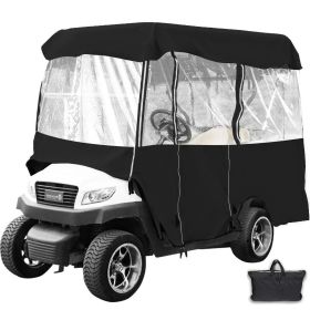 VEVOR Golf Cart Enclosure, 4-Person Golf Cart Cover, 4-Sided Fairway Deluxe, 300D Waterproof Driving Enclosure with Transparent Windows, Fit for EZGO (Car Cover Size: 78.7 x 43.3 x 65 in, Color: Black)