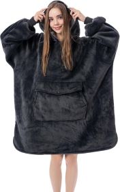 Krifey Wearable Blanket Hoodie, Oversized Sherpa Hooded as Birthday Gifts Christmas Gifts for Mom Women Girlfriend Men (Color: Dark Gray, size: Adult)