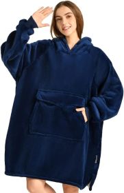 Krifey Wearable Blanket Hoodie, Oversized Sherpa Hooded as Birthday Gifts Christmas Gifts for Mom Women Girlfriend Men (Color: Navy, size: Adult)