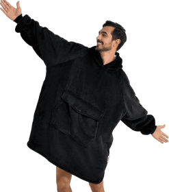 Krifey Wearable Blanket Hoodie, Oversized Sherpa Hooded as Birthday Gifts Christmas Gifts for Mom Women Girlfriend Men (Color: Black, size: Adult)